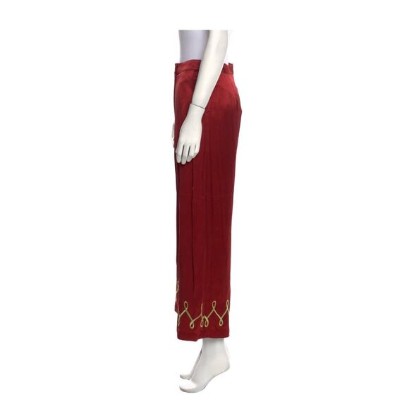 NWT Kitri Maroon Satin Embroidered Pull On Pants M - Picture 4 of 5